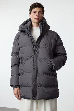 Antrasit Regular Fit Kap__onlu Fermuar Cepli _i_me K__l_k Mont TMNAW25MO00021