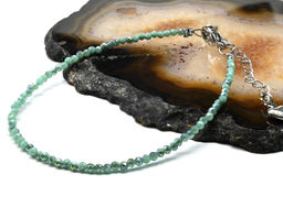 Браслет из циркона шарик граненый 2мм цвет зеленый, 19см