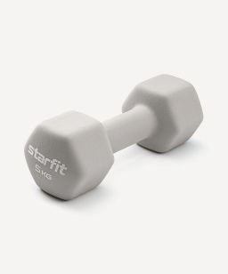Гантель неопреновая STARFIT DB-201 5 кг, тепло-серый пастель.