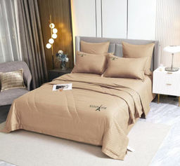 Одеяло MAISON DOR Страйп Сатин с простыней и наволочками L288-86 ГОЛУБОЙ