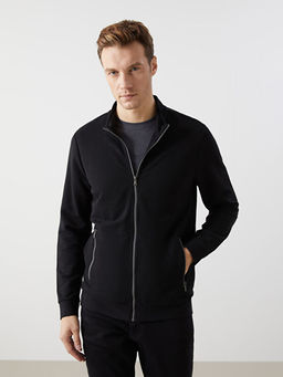 Dik Yaka Uzun Kollu Erkek Fermuarl? Sweatshirt