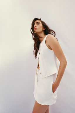 FALDA PANTAL?N Z1975 DENIM BAJO ONDULADO / Blanco - Zara фото 4
