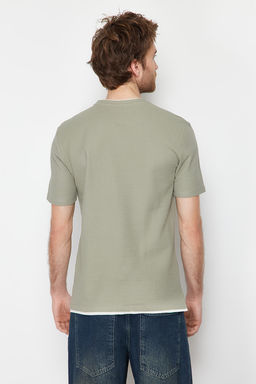 Siyah-Mint Regular/Normal Kesim 2li Paket Dokulu %100 Pamuklu T-Shirt TMNSS24TS00097 - Trendyolmilla фото 5