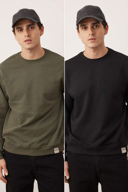 TRENDYOL MAN Siyah-Gri Melanj 2li Paket Oversize/Genis Kesim Ici Polar/S?cak Tutan Sweatshirt TMNAW24SW00001 - Trendyolmilla фото 17