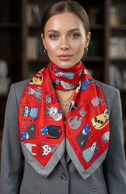 K13595 Платок (60/60 шелк искусственный) МУЛЬТИЦВЕТ_13