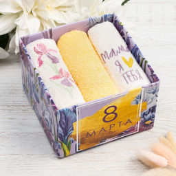 Набор полотенец Мама 30?30 см-3 шт., 100% хлопок 340 г/м?