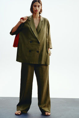 DOUBLE-BREASTED LINEN BLEND BLAZER - Zara фото 20