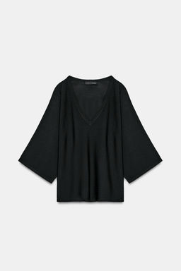 JERSEY PUNTO FLUIDO ESCOTE PICO / Negro - Zara фото 2