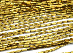 Бусины из гематита брусок 3*9мм цв.золотистый, 38см, 43 бусины