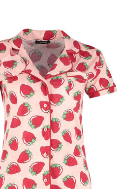 Trendyolmilla Lila Cilek Desenli Biyeli Uyku Bantl? Orme Pijama Tak?m? THMSS21PT0784 фото 6