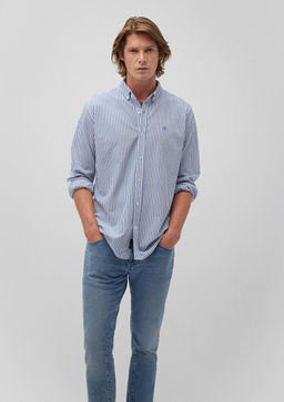 Cizgili Mavi Orme Gomlek фото 3