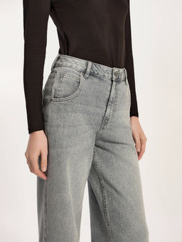 CONTE CON-785 Джинсы wide leg ULTRA-LONG серого цвета c необработанным краем grey