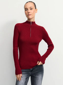 Джемпер в рубчик с молнией / Zarina  фото 4