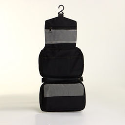 Косметичка-несессер дорожная на молнии, с ручкой, с крючком, чёрная