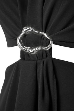 TRENDYOLMILLA Yag Yesili A Kesim Cut Out ve Aksesuar Detayl? Maxi Dokuma Krep Elbise TWOSS25EL00017 фото 14