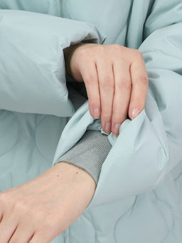 Куртка женская демисезонная с капюшоном бирюзового цвета 1140Br