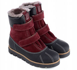 Ботинки детские мех 23010 р31 кожа, МОСКВА бордо