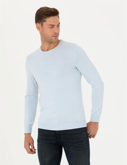 A__k Mavi Slim Fit Bisiklet Yaka Basic Triko Kazak - Pierre cardin фото 3