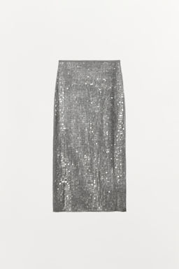 FALDA MIDI LENTEJUELAS ABERTURA / Gris vigor? - Zara фото 7