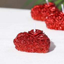 Набор свечей декоративных «Сердце с розой», 3 шт., 5×2.5 см, красный