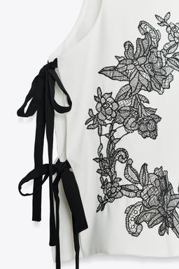 EMBROIDERED FLORAL TIE TOP - Zara фото 8