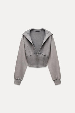 JEWELLED WASHED-EFFECT SWEATSHIRT - Zara фото 7