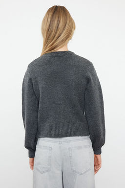 Antrasit Yumusak Dokulu Mucevher Dugmeli Ceket Gorunumlu Triko H?rka TWOAW21HI0034