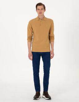 Camel Slim Fit K_vr_lmaz Polo Yaka Basic Pike Sweatshirt