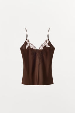 SATIN TOP WITH EMBROIDERY AND LACE - Zara фото 3