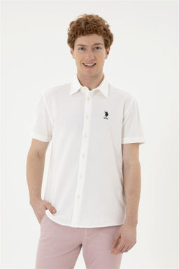 Мужская рубашка с коротким рукавом цвета экрю