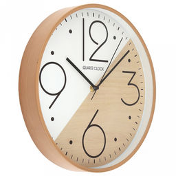 Часы настенные "Экотайм" д29,5см, h4,2см, мягкий ход, циферблат белый/бежевый "под дерево"; цифры арабские, черный; корпус пластик, бежевый "под дерево"; в коробке (Китай)