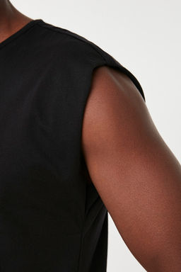 Siyah Basic Regular/Normal Kesim %100 Pamuk Kolsuz Atlet/T-Shirt TMNSS20AL0067