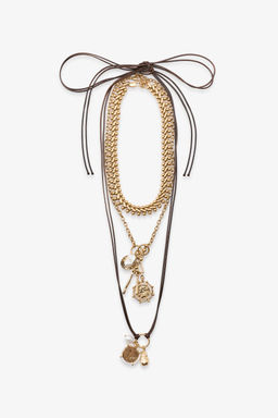 3-PACK OF CHAIN CORD CHARM NECKLACES - Zara фото 3