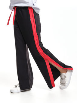 Брюки палаццо для девочки подросткам модные спорт шик 22-7169 черный/красный - Mini maxi фото 9