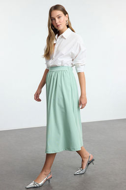 Mint Beli Lastikli Paper Touch Klos Midi Etek TWOAW25ET00074 - Trendyolmilla фото 2