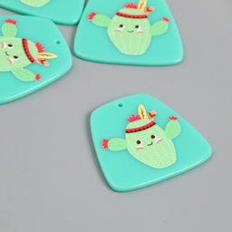 Цена за 4 шт. Декор для творчества акрил «Кактус-индеец», 0.2×3.7×3.4 см