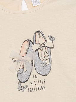 Bisiklet Yaka Uzun Kollu Bask?l? K?z ?ocuk Ti??rt 2li