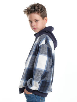 Толстовка для мальчика детская одежда UD 7989 син-белая клетка - Mini maxi фото 7