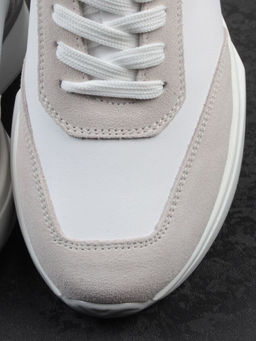 03-YG497-1 WHITE/GREY Кроссовки женские (натуральная кожа)