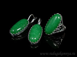 Кольцо Серьги с кварцем (имитация хризопраза) размер 17