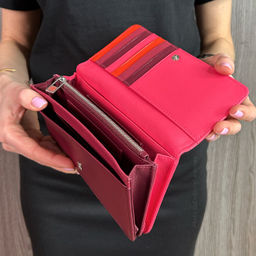 Итальянский женский кожаный кошелек DuDu серии Canarie | малиновый - Dudubags фото 4