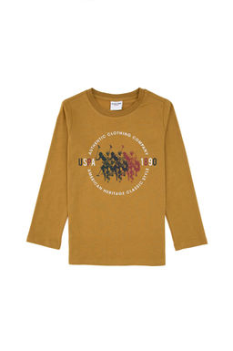 Erkek _ocuk Hardal Bisiklet Yaka Sweatshirt