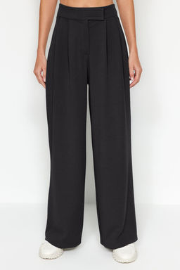 Antrasit C?rt C?rt Kapamal? Yuksek Bel Pileli Wide Leg Pantolon TWOAW24PL00177