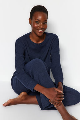 Lacivert Fitilli Orme Pijama Tak?m? THMAW21PT0009