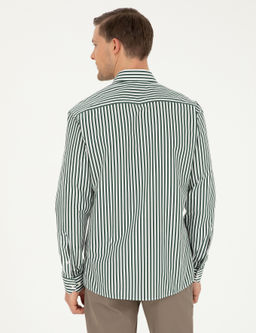 Темно-зеленая приталенная рубашка с длинным рукавом - Cacharel фото 5