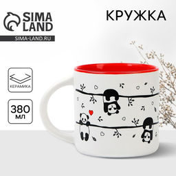 Кружка керамическая «Панды», 380 мл, цвет белый