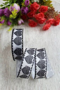 Лента репсовая 2,5 см с рисунком Сердце SF-1259-5 (ошибка в тексте)