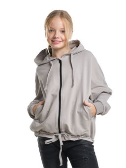 Толстовка на молнии с капюшоном 22-7640 серый - Mini maxi фото 14