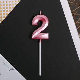 Свеча в торт цифра 2, розовая - Страна карнавалия фото 3