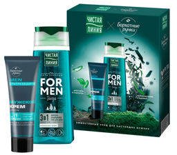 ЧИСТ.ЛИНИЯ+БАРХ.РУЧКИ набор FOR MEN (шампунь 250мл+крем 80мл)